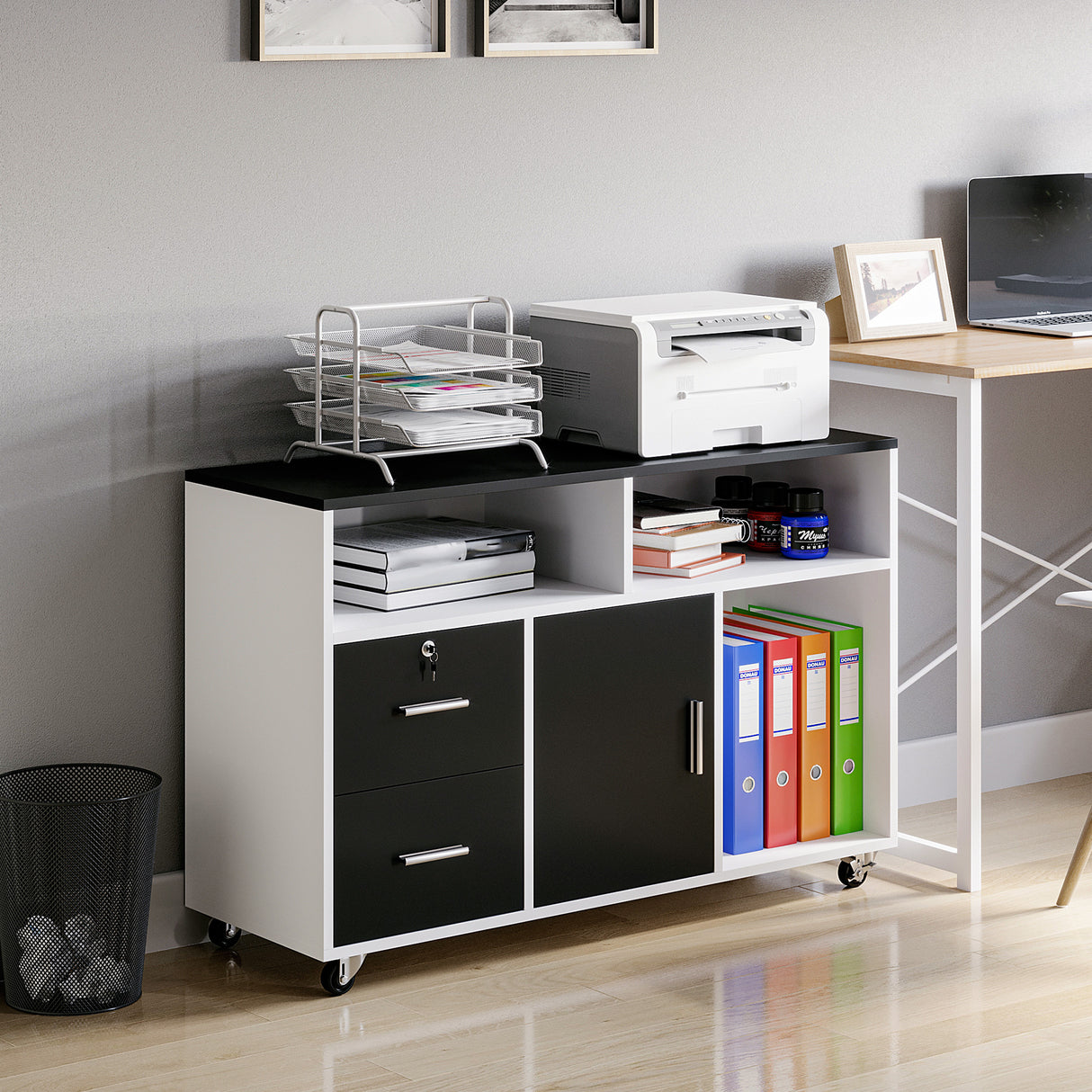 easycomfort easycomfort mobile porta stampante con cassetti mobiletto multiuso nero e bianco ean 8054144130248