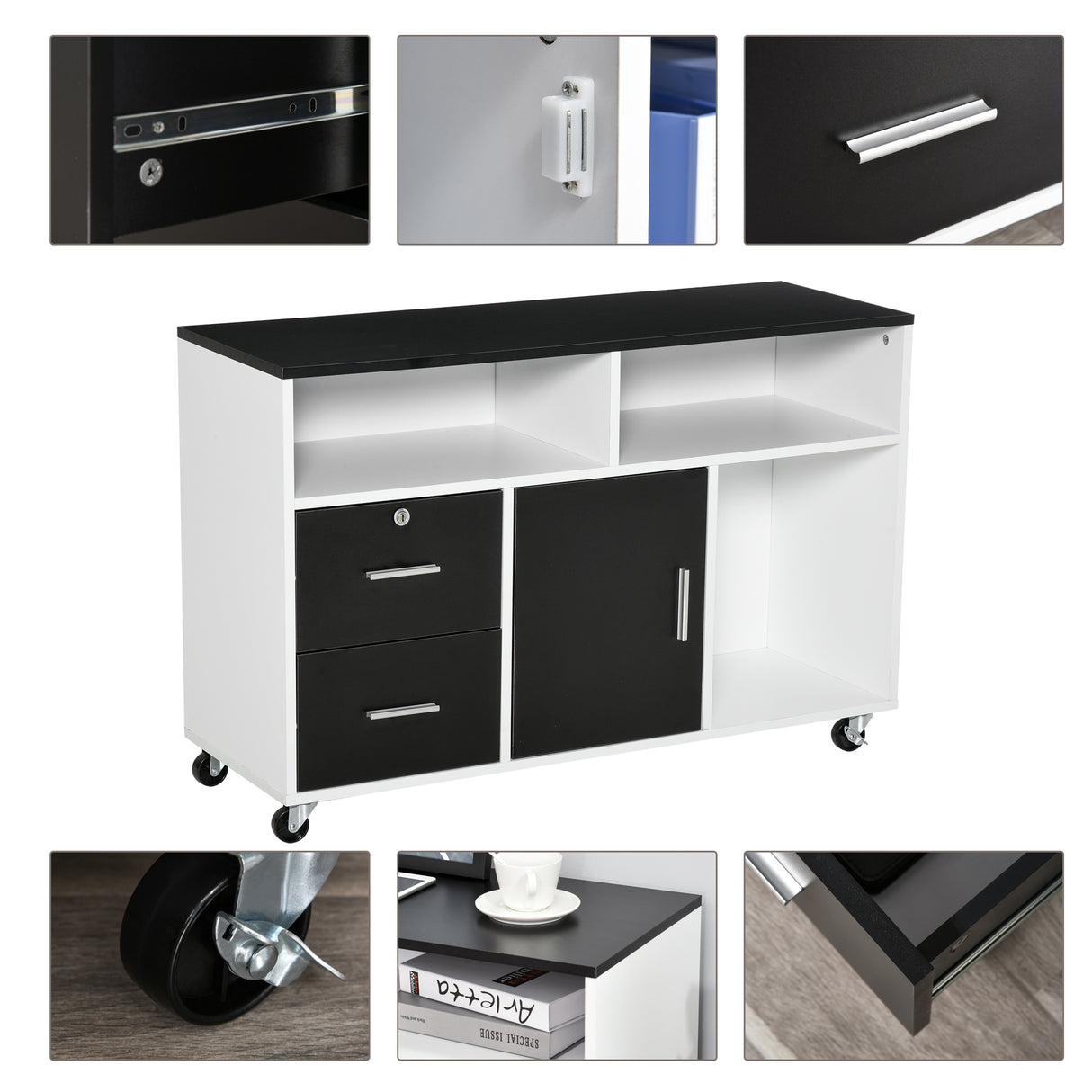 easycomfort easycomfort mobile porta stampante con cassetti mobiletto multiuso nero e bianco ean 8054144130248