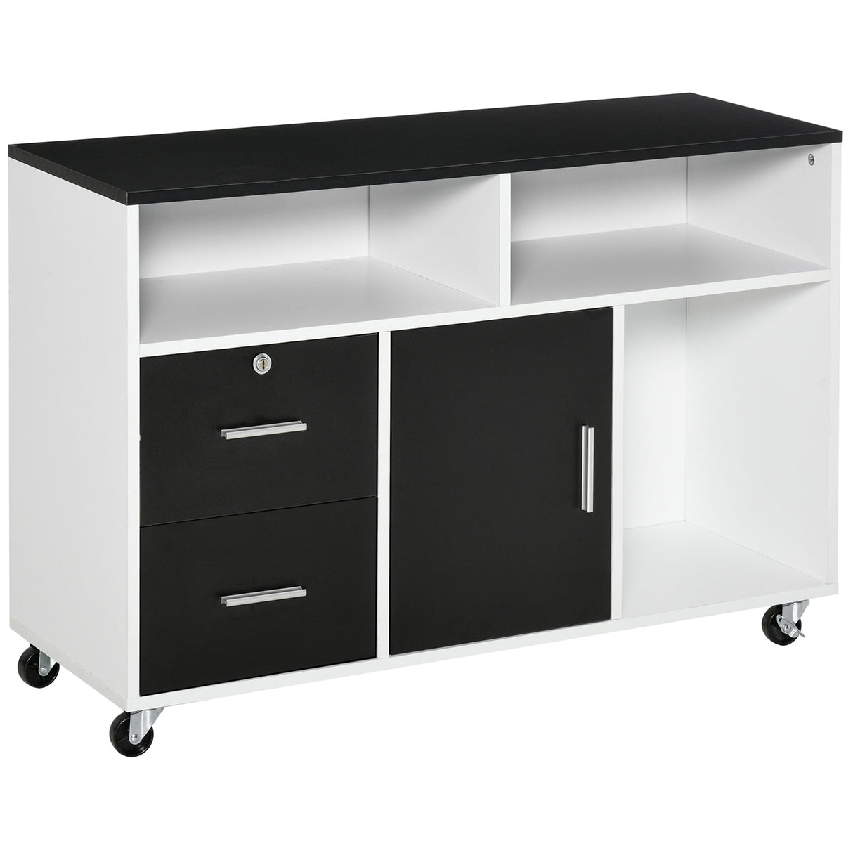 easycomfort easycomfort mobile porta stampante con cassetti mobiletto multiuso nero e bianco ean 8054144130248