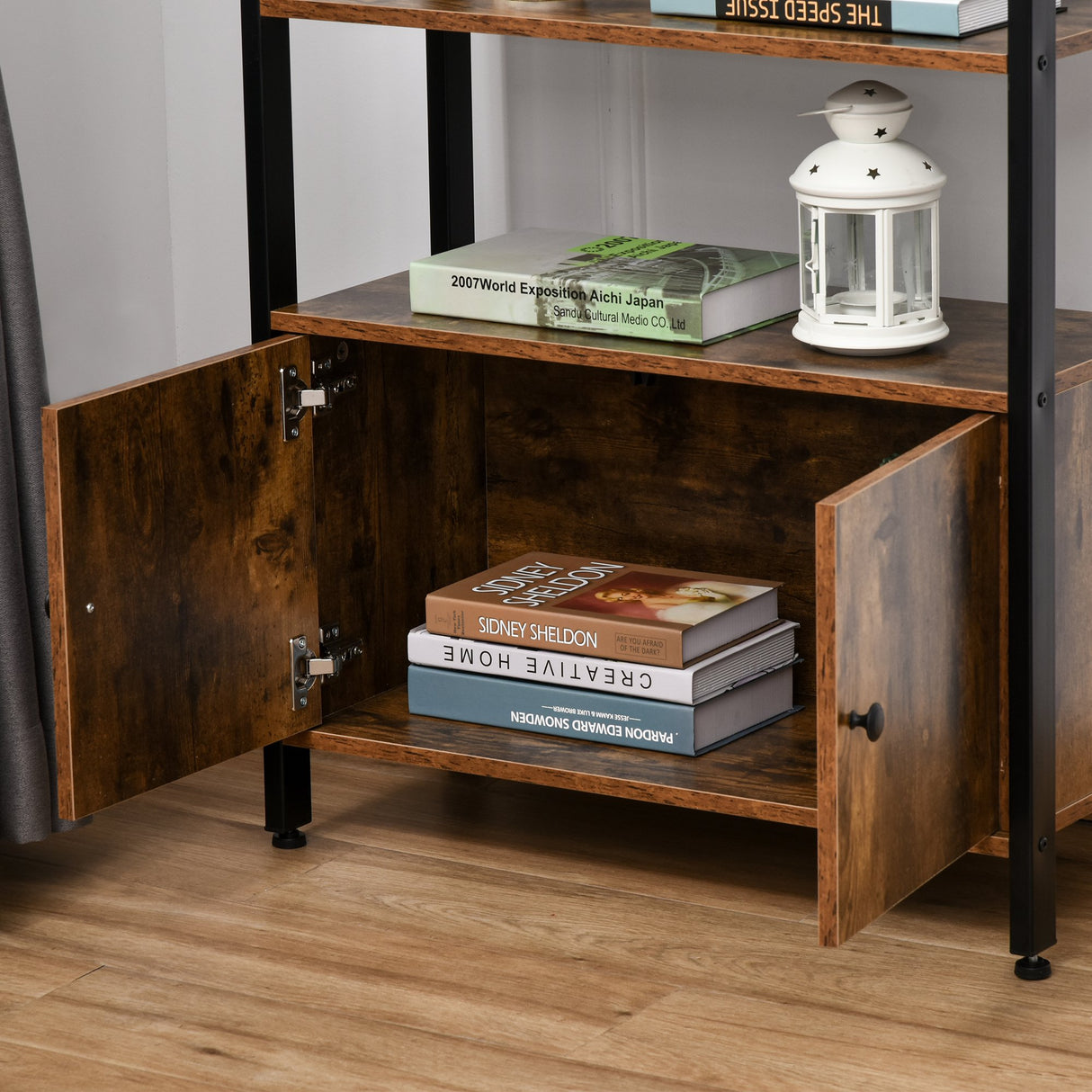 easycomfort easycomfort libreria moderna stile industriale 3 mensole e armadietto casa e ufficio ean 8054144132426
