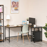 easycomfort easycomfort scrivania angolare per computer stile industriale con ripiano laterale nera ean 8054144130255