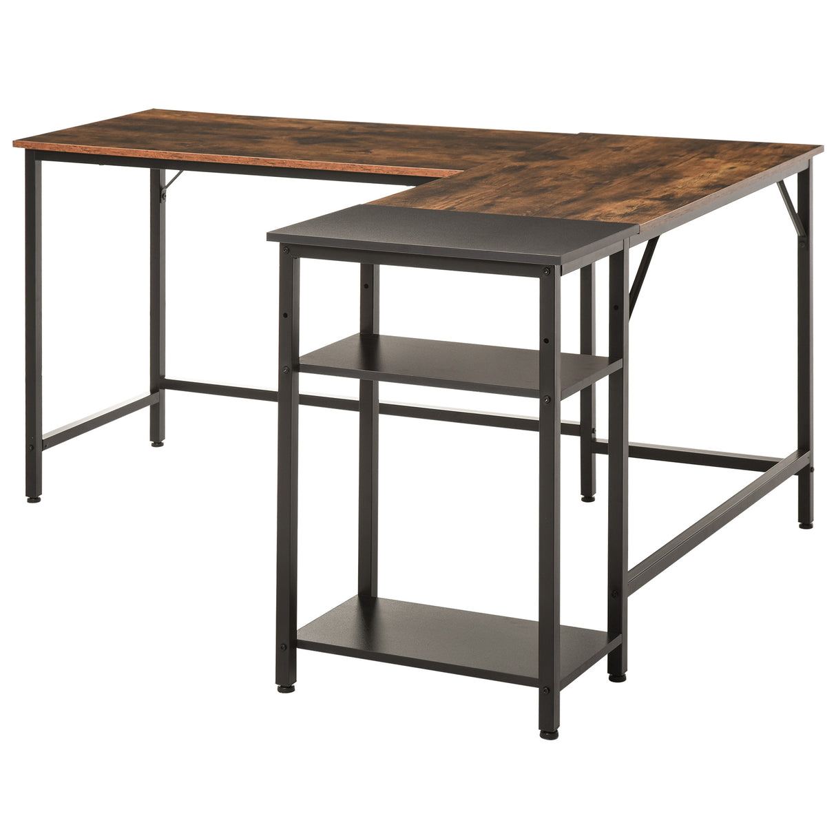 easycomfort easycomfort scrivania angolare per computer stile industriale con ripiano laterale nera ean 8054144130255