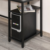 easycomfort easycomfort scrivania angolare per computer stile industriale con ripiano laterale nera ean 8054144130255