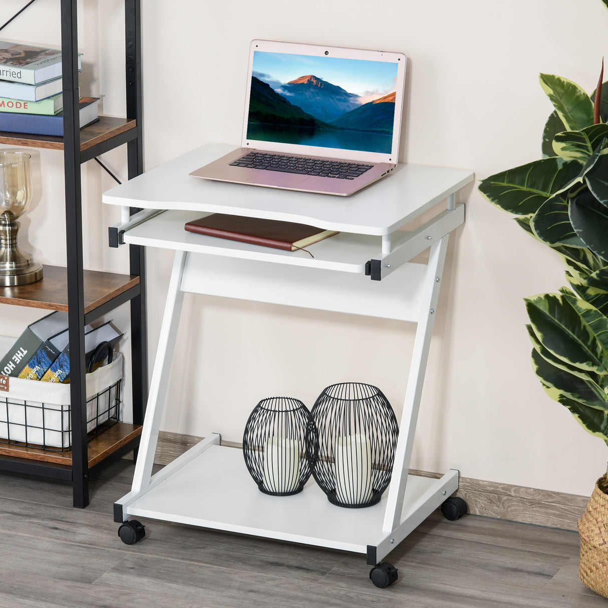 easycomfort easycomfort tavolo scrivania porta pc piano tastiera a scomparsa e 4 ruote bianco ean 8054111843423