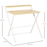 easycomfort easycomfort scrivania pieghevole salvaspazio con mensola superiore per camera e ufficio 81 5x70x84cm color legno e bianco