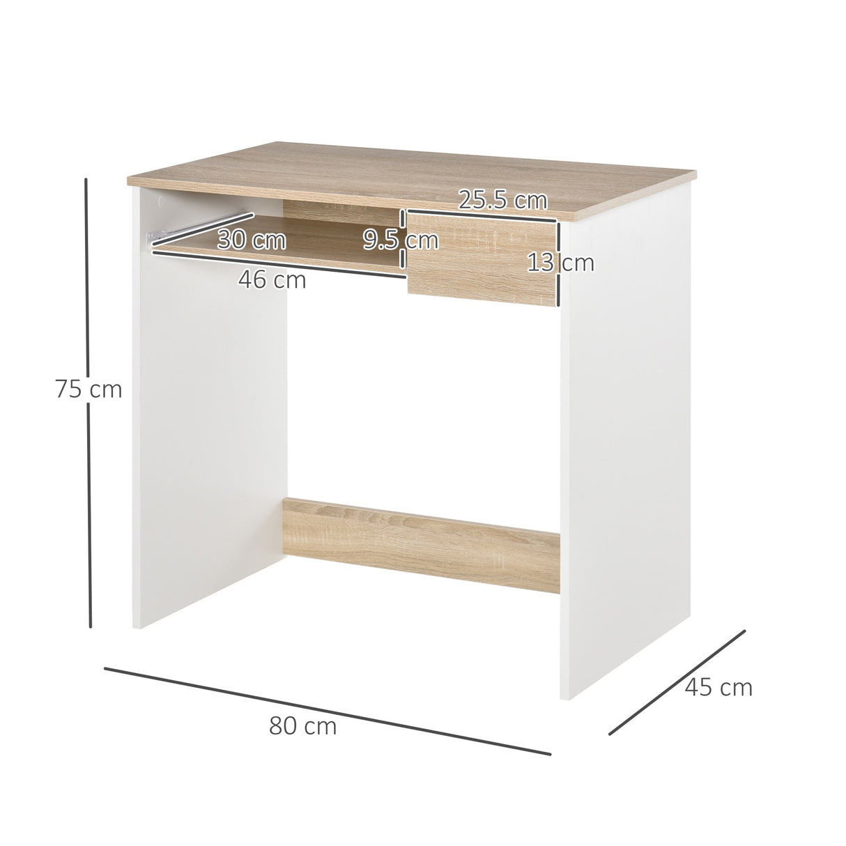 easycomfort easycomfort scrivania per pc con ripiano tastiera bianco rovere