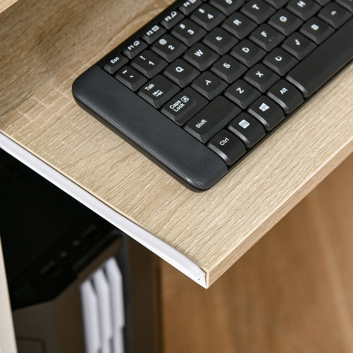 easycomfort easycomfort scrivania per pc con ripiano tastiera bianco rovere