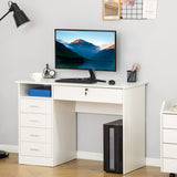 easycomfort easycomfort scrivania per camera o ufficio in legno con 2 cassetti e 2 chiavi 110x50x76cm bianco
