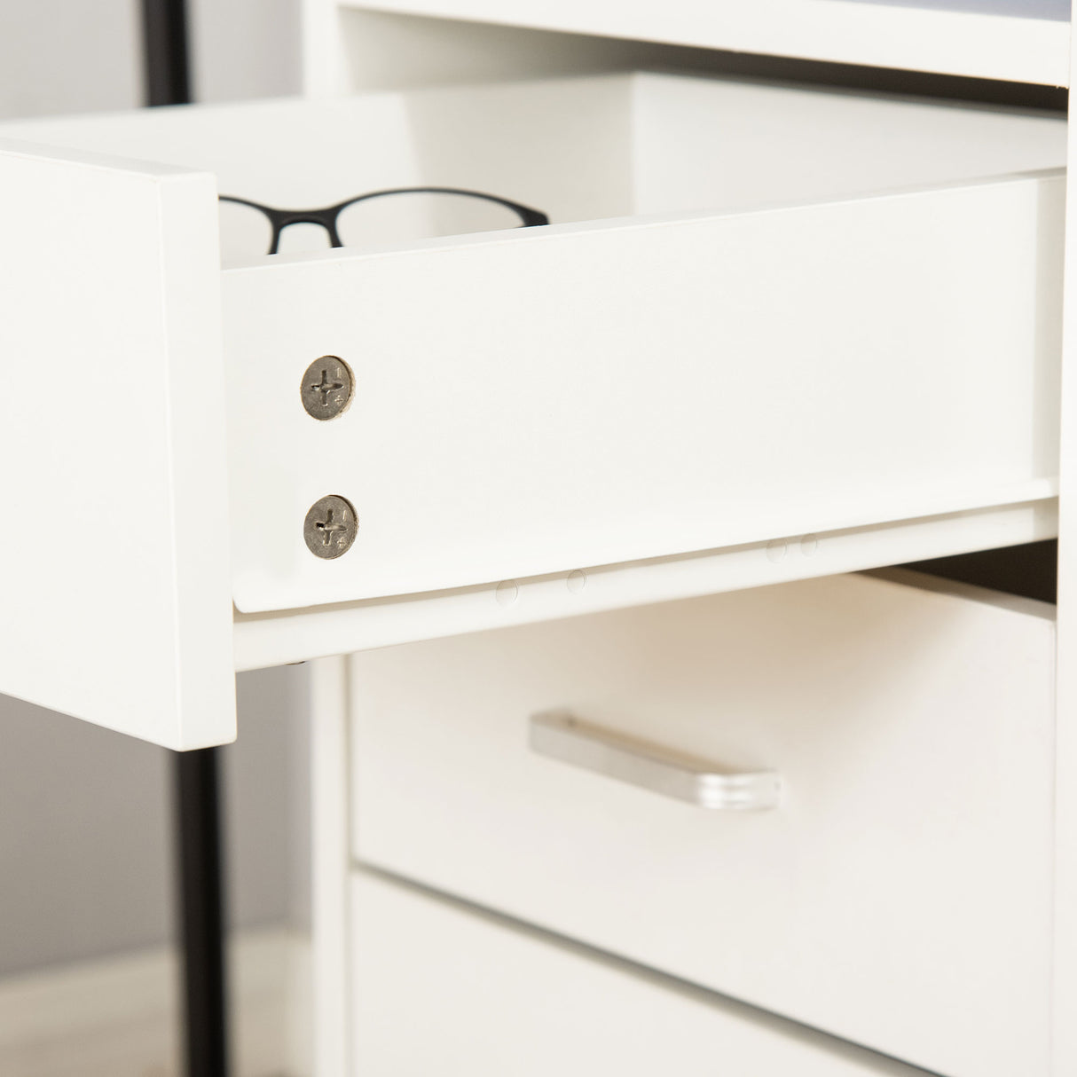 easycomfort easycomfort scrivania per camera o ufficio in legno con 2 cassetti e 2 chiavi 110x50x76cm bianco