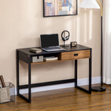 easycomfort easycomfort scrivania per camera e ufficio con cassetto stile industriale 110x50x76cm noce e nero