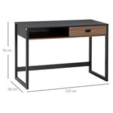 easycomfort easycomfort scrivania per camera e ufficio con cassetto stile industriale 110x50x76cm noce e nero