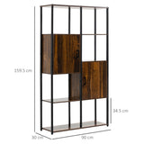 easycomfort easycomfort libreria stile industriale con 4 ripiani e 2 armadietti 90x30x159 5cm nero e marrone