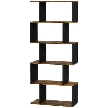 easycomfort easycomfort libreria moderna asimmetrica a parete con 5 ripiani in legno 70x29 5x163cm marrone rustico