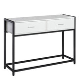 easycomfort easycomfort tavolo consolle per ingresso con 2 cassetti in legno bianco e metallo nero ean 8054144132648
