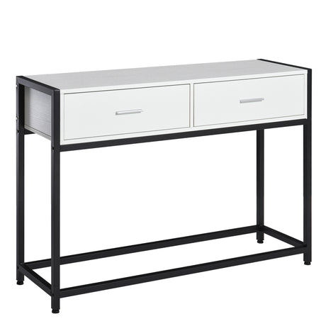 easycomfort easycomfort tavolo consolle per ingresso con 2 cassetti in legno bianco e metallo nero ean 8054144132648