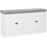 easycomfort easycomfort panca scarpiera salvaspazio in legno con cuscino 2 cassetti con mensola regolabile per 8 scarpe 104x24x55cm bianco