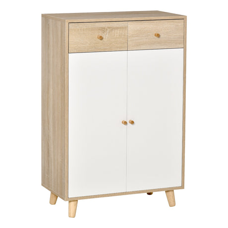 easycomfort easycomfort mobile scarpiera salvaspazio per 12 scarpe armadietto con 4 mensole e 2 cassetti 68x35x102 5cm color legno e bianco