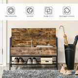 easycomfort easycomfort mobile scarpiera con vano contenitore legno e metallo marrone