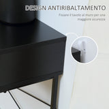 easycomfort easycomfort consolle moderna per ingresso e soggiorno con 2 cassetti in metallo 100x30x75cm nero