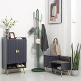easycomfort easycomfort mobile scarpiera da ingresso con seduta imbottita e armadietto per 4 paia di scarpe 80x33x49cm grigio
