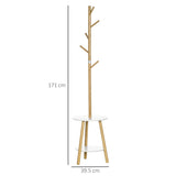 easycomfort easycomfort appendiabiti da terra per ingresso in mdf e alluminio con 5 ganci in bambu e tavolino rotondo 39 5x39 5x171 cm
