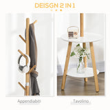 easycomfort easycomfort appendiabiti da terra per ingresso in mdf e alluminio con 5 ganci in bambu e tavolino rotondo 39 5x39 5x171 cm