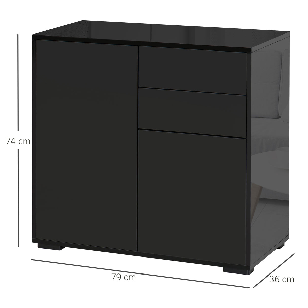 easycomfort easycomfort mobiletto multiuso per casa e ufficio con 2 cassetti e 2 armadietti apertura a pressione 79x36x74cm