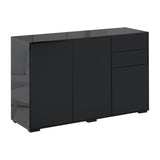 easycomfort easycomfort mobiletto multiuso nero con 2 cassetti e 2 armadietti ad apertura a pressione 117x36x74cm