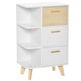 easycomfort easycomfort mobiletto multiuso con 3 ripiani aperti e cassetti mobile per soggiorno cucina ufficio in legno bianco 60x40x100cm