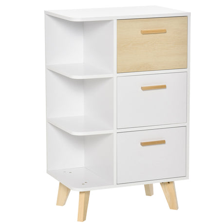 easycomfort easycomfort mobiletto multiuso con 3 ripiani aperti e cassetti mobile per soggiorno cucina ufficio in legno bianco 60x40x100cm