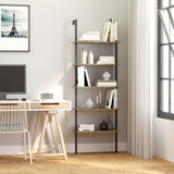 easycomfort easycomfort libreria a scala con 5 ripiani in stile industriale in legno e metallo 60x30x184 5cm marrone