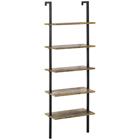 easycomfort easycomfort libreria a scala con 5 ripiani in stile industriale in legno e metallo 60x30x184 5cm marrone