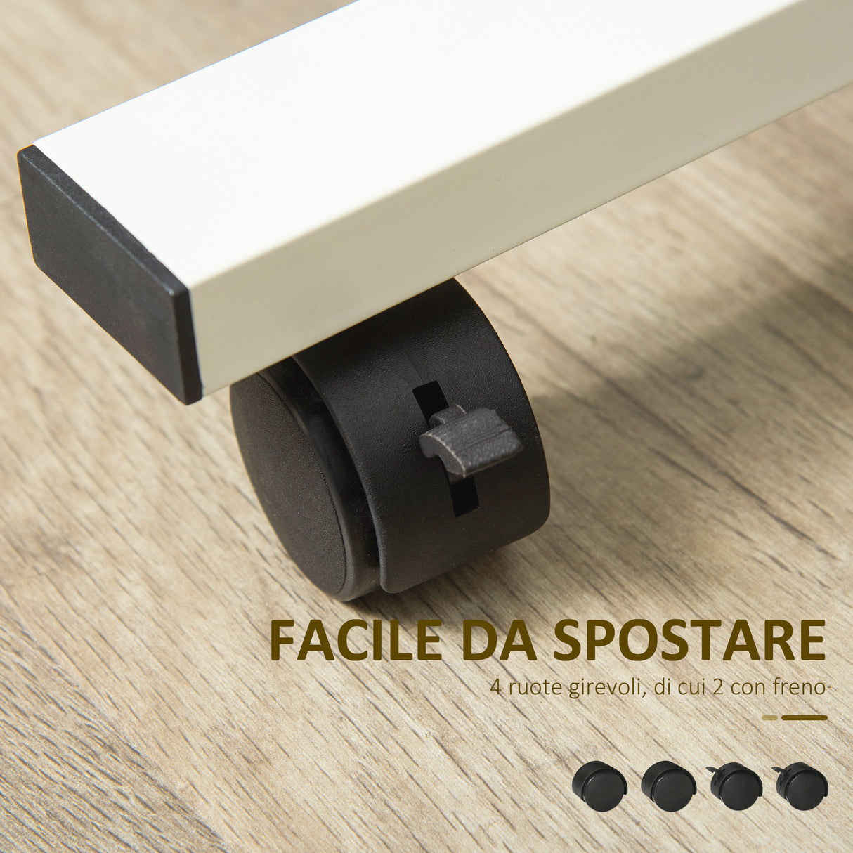 easycomfort easycomfort tavolino porta pc con altezza regolabile e ruote 60x40x52 5 84cm bianco