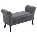 easycomfort easycomfort panca contenitore imbottita per camera in tessuto vellutato con braccioli 111 5x41x65cm grigio