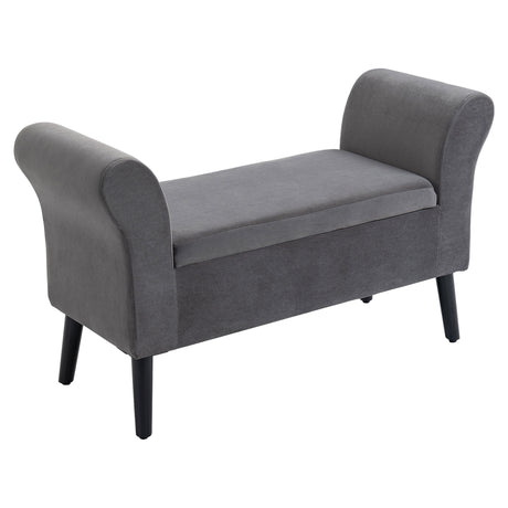easycomfort easycomfort panca contenitore imbottita per camera in tessuto vellutato con braccioli 111 5x41x65cm grigio