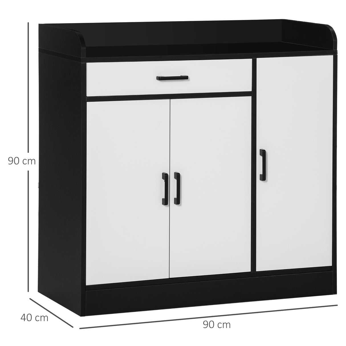 easycomfort easycomfort mobiletto da cucina moderno in mdf con 2 armadietti 1 cassetto e ripiani regolabili 90x40x90 cm bianco e nero