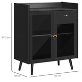 easycomfort easycomfort armadietto due ante con ripiano regolabile e spazi aperti in mdf e legno 80x40x94 3 cm nero