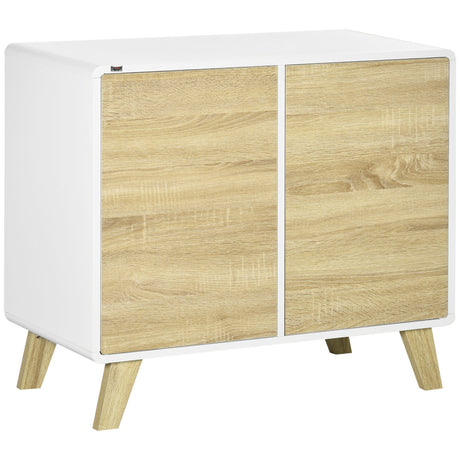 easycomfort easycomfort mobile multiuso con 2 ante a pressione e mensole regolabili in legno 80x40x70cm bianco e quercia