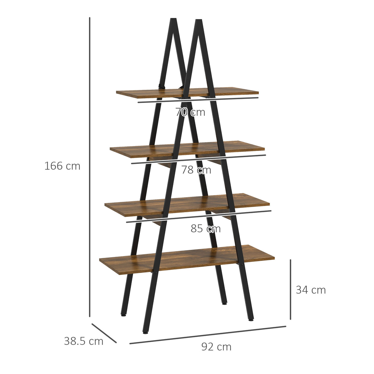 easycomfort easycomfort scaffale libreria 4 livelli in truciolato e acciaio ad a