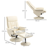 easycomfort easycomfort poltrona relax reclinabile fino 135 con seduta girevole e pouf poggiapiedi 78x84x110cm crema