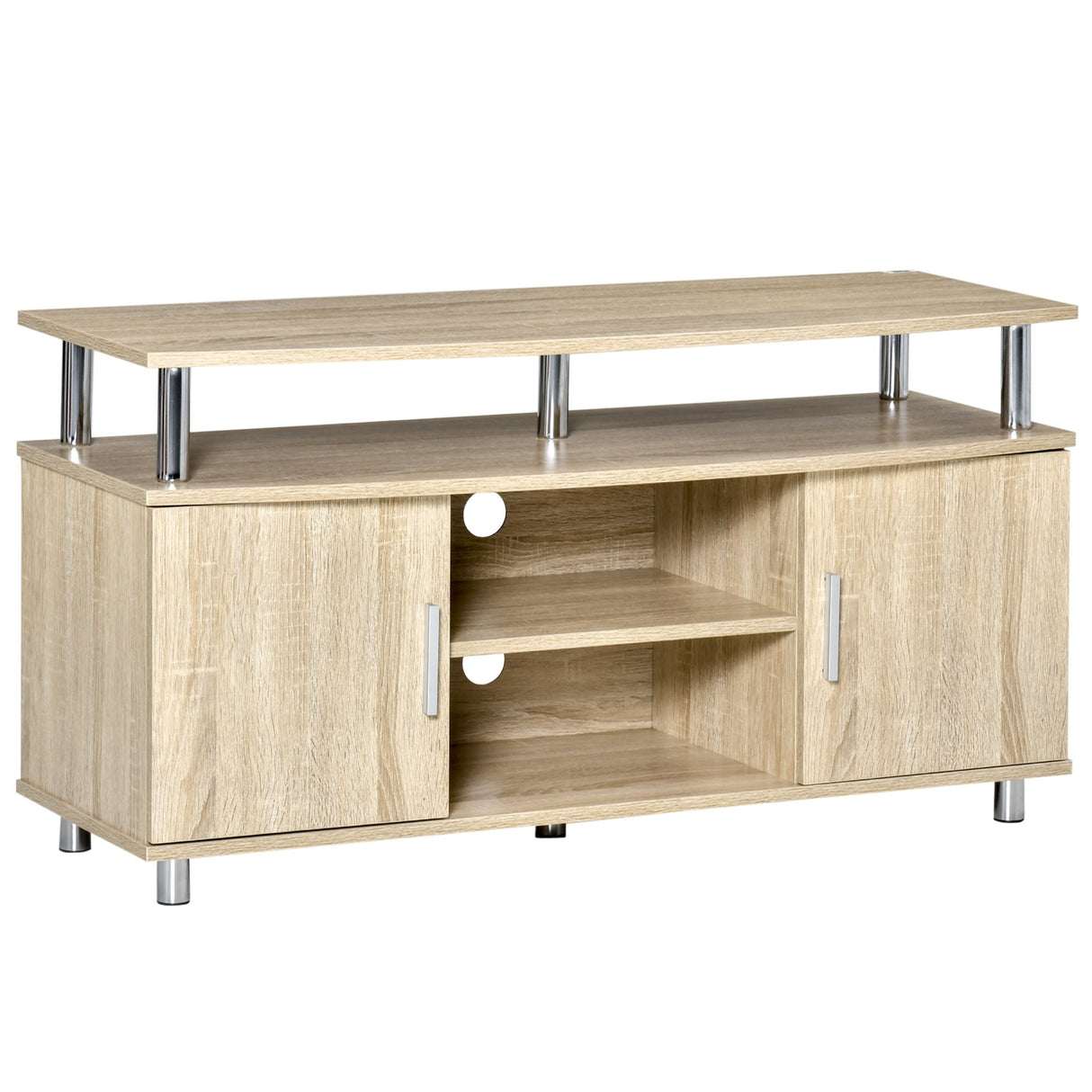 easycomfort easycomfort mobile tv moderno con 2 ripiani fori passacavi e 2 armadietti in mdf 105x40x55cm rovere