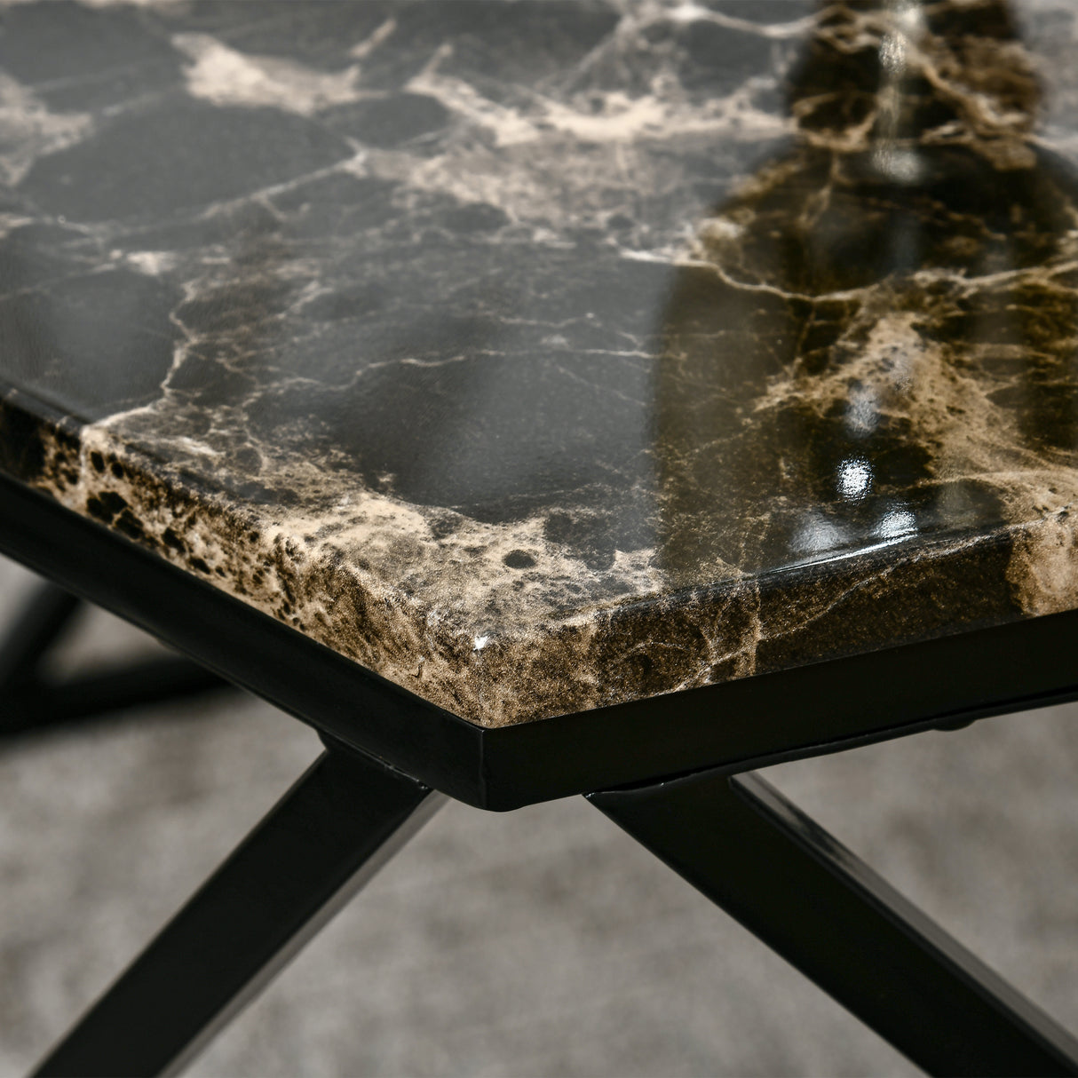 easycomfort easycomfort tavolino da salotto moderno con piano effetto marmo e struttura in mdf e acciaio 81x70x51 2 cm nero