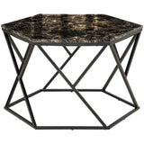 easycomfort easycomfort tavolino da salotto moderno con piano effetto marmo e struttura in mdf e acciaio 81x70x51 2 cm nero