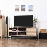 easycomfort easycomfort mobile tv moderno per tv max 60 in mdf e acciaio con 4 ripiani aperti e armadietto a 2 livelli 140x40x55 3 cm