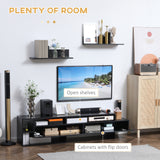 easycomfort easycomfort mobile porta tv moderno con 2 mensole in legno vani aperti e armadietti nero