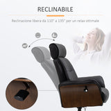easycomfort easycomfort poltrona reclinabile con poggiatesta regolabile e seduta imbottita in acciaio e legno 84x83x103 cm