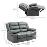 easycomfort easycomfort divano 2 posti reclinabile e imbottito con schienale diviso e poggiapiedi 168x98x102 cm grigio