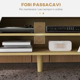 easycomfort easycomfort mobile porta tv fino 65 con armadietti e ripiani aperti 150x30x42cm bianco e legno