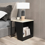 easycomfort easycomfort set da 2 tavolini da caffe con vano porta oggetti in truciolato e acciaio 40x40x45cm nero e quercia