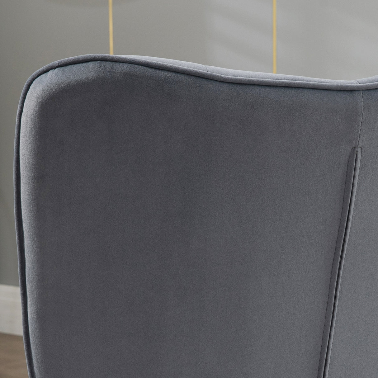 easycomfort easycomfort poltrona moderna con pouf poggiapiedi set vellutato e imbottito con gambe dorate grigio